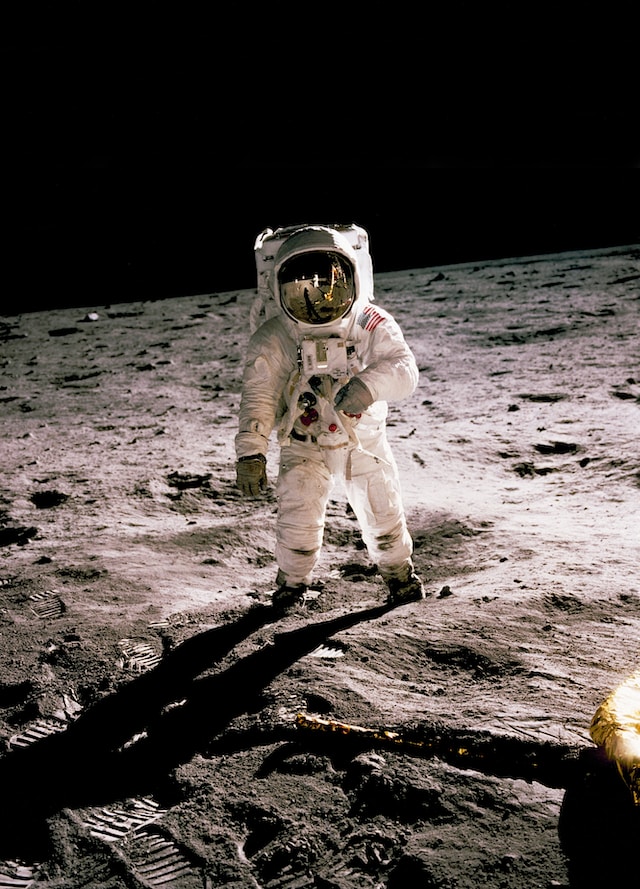 Apollo 11 astronaut Buzz Aldrin walks on the surface of the moon on July 20, 1969, in a photograph taken by Neil Armstrong